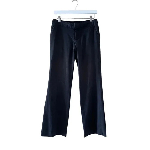 Banana Republic Black Stripes Flat Front Straight Wide Leg Slacks Career Office - Picture 1 of 11